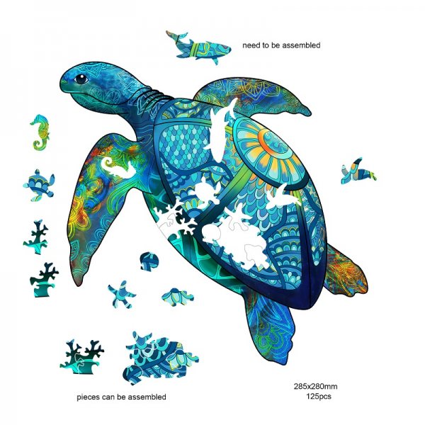 Dřevěné puzzle Mořská želva 125 dílků - Rainbow Wooden Puzzle Sea Turtle