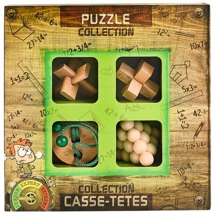 Dřevěné hlavolamy 4 ks - puzzles collection Junior